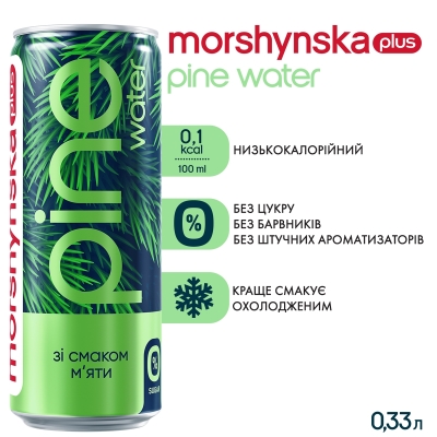 Напиток сокосодержащий Моршинская плюс Pine Water слабогазированный, мята, 0,33 л