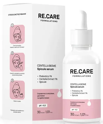 Сироватка для обличчя Re.Care Centella Biome Spicule Serum зі спікулами, центелою та пребіотиками, 30 мл