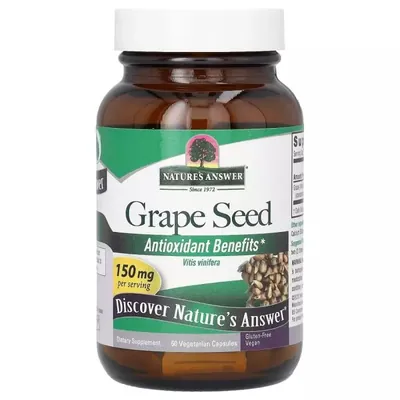 Виноградні кісточки Nature's Answer Grape Seed 150 мг вег. капсули №60
