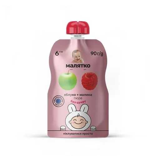 Пюре фруктове Малятко Яблуко і малина, 90 г