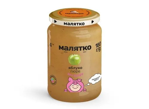 Пюре фруктове Малятко Яблучне, без цукру, 180 г