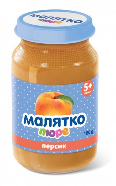 Пюре фруктове Малятко Персикове, 180 г