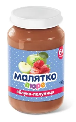 Пюре фруктове Малятко Яблуко і полуниця, 190 г