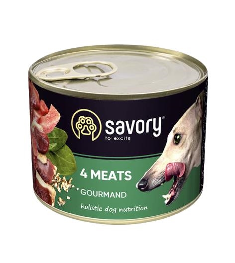 Корм вологий для дорослих собак Savory 30389 з чотирма видами м'яса, 200 г
