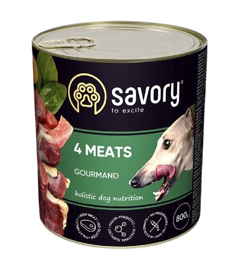 Корм влажный для взрослых собак Savory 30402 с четырьмя видами мяса, 800 г