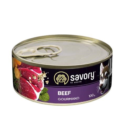 Корм влажный для взрослых собак Savory 30419 с говядиной, 100 г