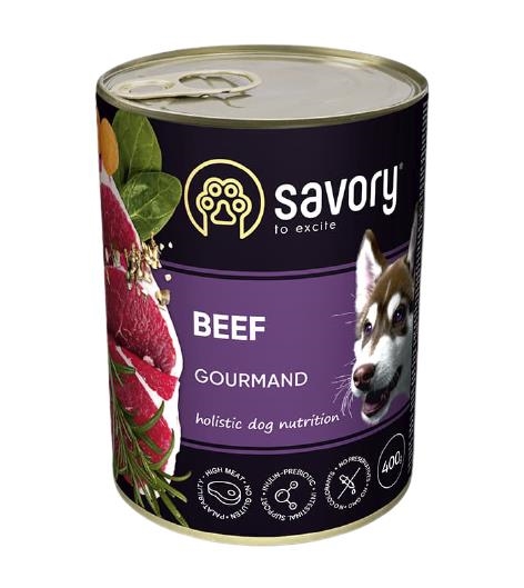Корм влажный для взрослых собак Savory 30433 с говядиной, 400 г