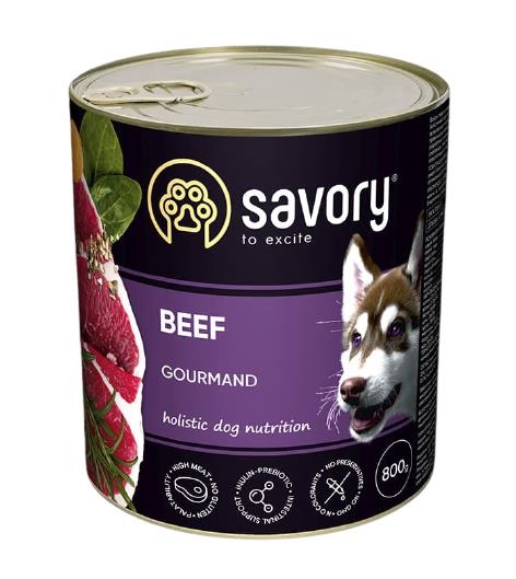 Корм влажный для взрослых собак Savory 30440 с говядиной, 800 г