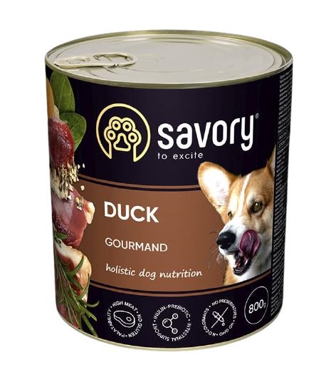 Корм влажный для взрослых собак Savory 30488 с уткой, 800 г
