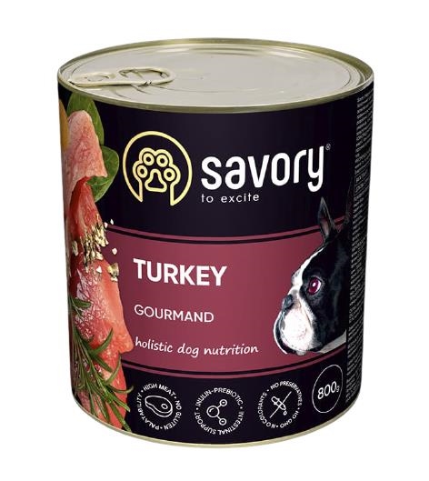 Корм влажный для взрослых собак Savory 30525 с индейкой, 800 г