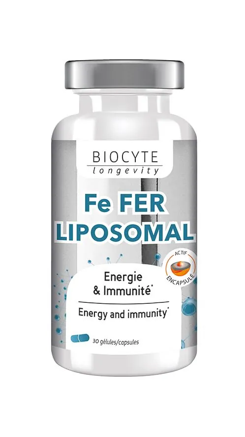 Залізо + Вітаміни C та B12 Biocytе Сприяння утворенню еритроцитів та гемоглобіну, 30 капсул