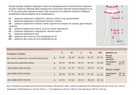 Панчоха компресійна Medi duomed (AG - 62 - 71 см) клас 2, з застібкою на талії, коротка, права, відкритий носок, бежева, розмір 6