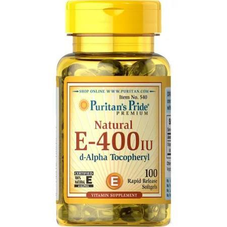 Витамин Е Puritan's Pride Vitamin E-400 IU (268 мг), 100 гелевых капсул