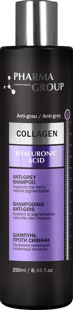 Шампунь Pharma Group Laboratories Collagen+Hyaluronic Acid против седины, 250 мл