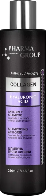 Шампунь Pharma Group Laboratories Collagen+Hyaluronic Acid проти сивини, 250 мл