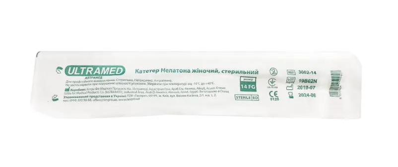 Катетер урологічний Ultramed типу Нелатон жіночий, 14 Fr, 1 шт