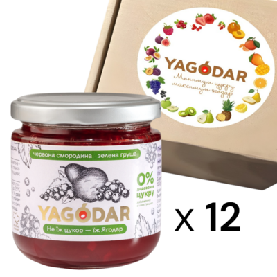 Набор джемов Yagodar красная смородина-зеленая груша без сахара, 12 шт х 210 г