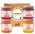 Набор джемов Yagodar клюква + малина-апельсин + ананас-апельсин + персик-маракуйя, 4 шт х 210 г