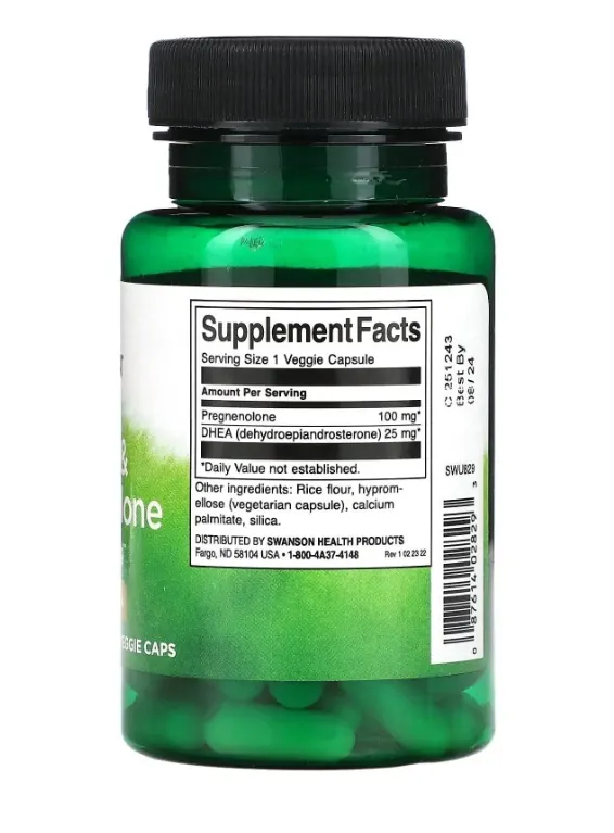 ДГЕА та прегненолон Swanson DHEA & Pregnenolone, 60 капсул