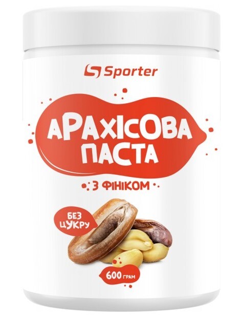 Арахисовая паста Sporter классик с фиником, 600 г