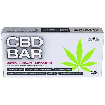 Батончик Restlab CBD Bar з канабідіолом фінік + льон + цикорій, 50 г