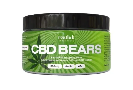 Желейні ведмедики CBD Restlab з канабідіолом яблуко, 40 г