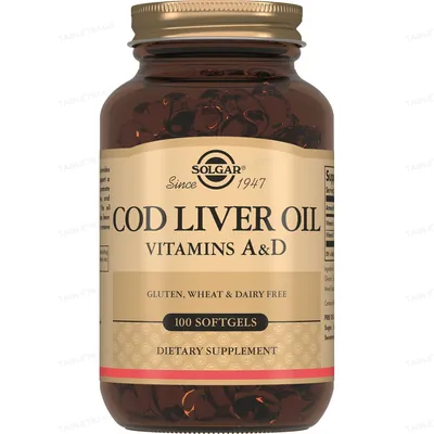 Олія печінки тріски Solgar Cod Liver Oil (Vitamins A&D) м'які капсули №100