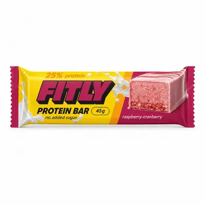 Батончик протеїновий Fitly Protein Bar малина-журавлина, 45 г