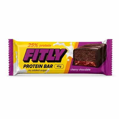 Батончик протеїновий Fitly Protein Bar шоколад-вишня, 45 г