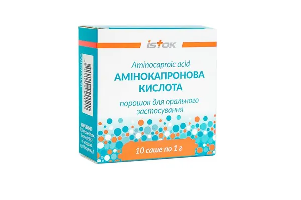 Амінокапронова кислота порошок д/ор. заст. по 1 г №10 у саше