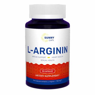L-аргинин Sunny Caps L-аrginine 750 мг, 100 капсул