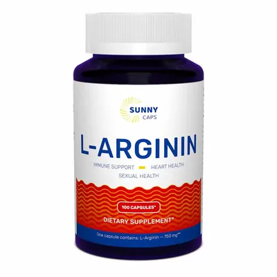 L-аргінін Sunny Caps L-аrginine 750 мг, 100 капсул