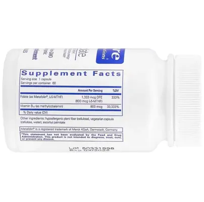 Вітамін B12 та Фолат Pure Encapsulations B12 Folate, 60 капсул