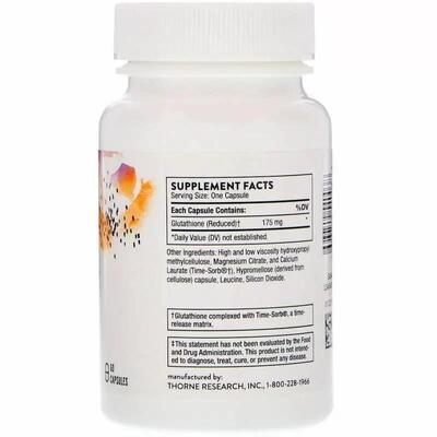 Глутатион Thorne Research Glutathione-SR 175 мг, 60 капсул