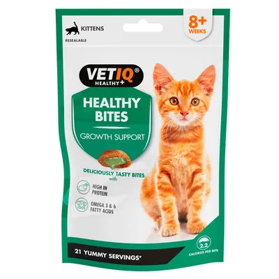 Ласощі для кошенят VetIQ Healthy Bites Growth Support з куркою для підтримки зростання, 65 г