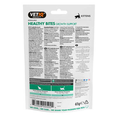 Ласощі для кошенят VetIQ Healthy Bites Growth Support з куркою для підтримки зростання, 65 г