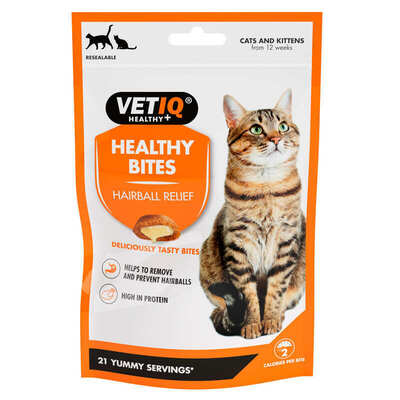 Лакомство для кошек VetIQ Healthy Bites Hairball с курицей для вывода шерсти, 65 г