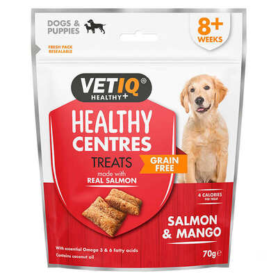Лакомство для собак VetIQ Healthy Centers Treats с лососем и манго для поддержания иммунитета и шерсти, 70 г