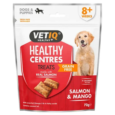 Ласощі для собак VetIQ Healthy Centers Treats з лососем і манго для підтримки імунітету та шерсті, 70 г