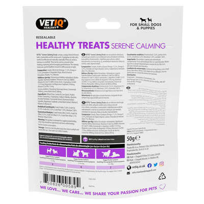 Лакомство для щенков VetIQ Healthy Treats Serene Calming успокаивающее с курицей, ромашкой и лимонной мятой, 50 г