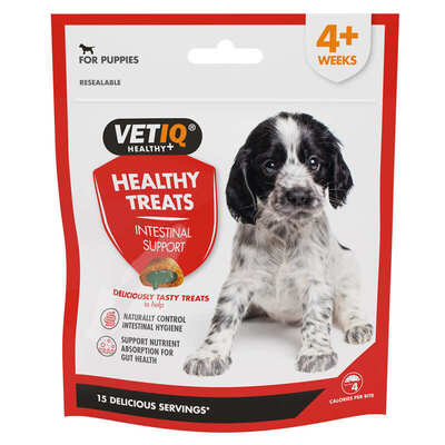 Лакомство для щенков VetIQ Healthy Treats Intestinal Support для улучшения пищеварения с птицей и водорослями, 50 г
