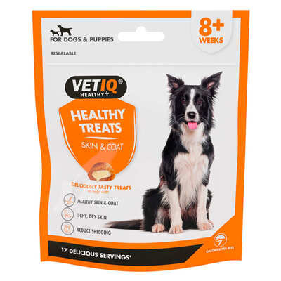 Лакомство для собак VetIQ Healthy Treats Skin&Coat с лососем для здоровья кожи и шерсти собак, 70 г