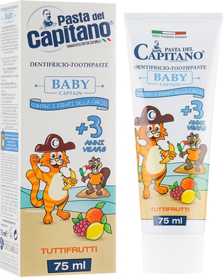Зубна паста-гель Pasta del Capitano Baby Tuttifrutti зі смаком фруктів від 3 років, 75 мл