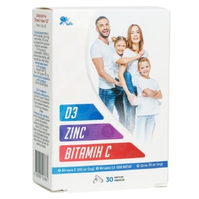 Витамин С 500 мг + Цинк 30 мг + Витамин Д3 1000 мг капсулы №30 Ronpharm