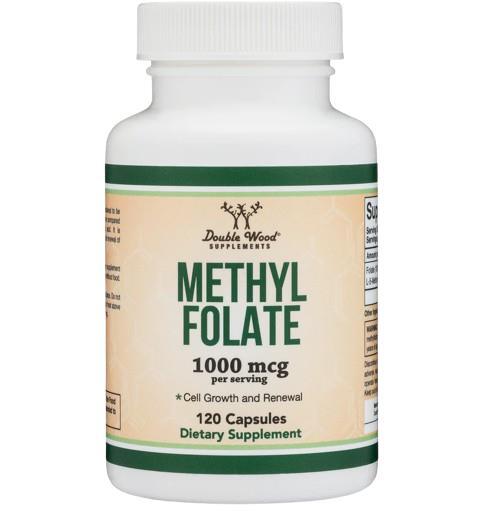 Метилфолат Double Wood Methylfolate 1000 мкг 5-MTHF (1700 DFE), 120 капсул