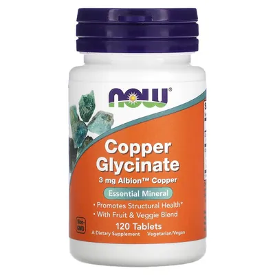 Мідь гліцинат NOW Copper Glycinate 3 мг таблетки №120