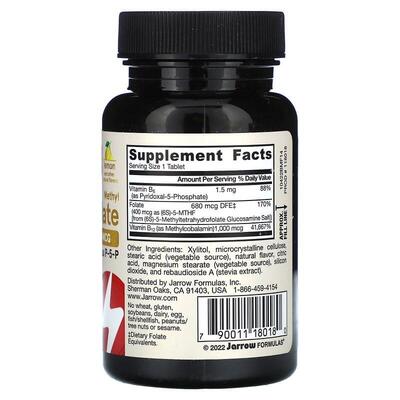 Метил B-12 и Фолат Jarrow Formulas Methyl B-12 & Methyl Folate 1000 мкг/400 мкг вкус лимона, 100 леденцов