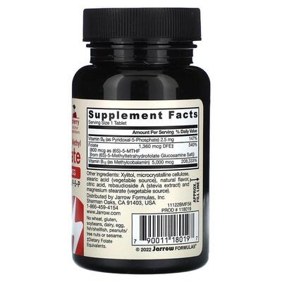 Метил B-12 и Фолат Jarrow Formulas Methyl B-12 & Methyl Folate 5000 мкг/800 мкг вкус вишни, 60 леденцов