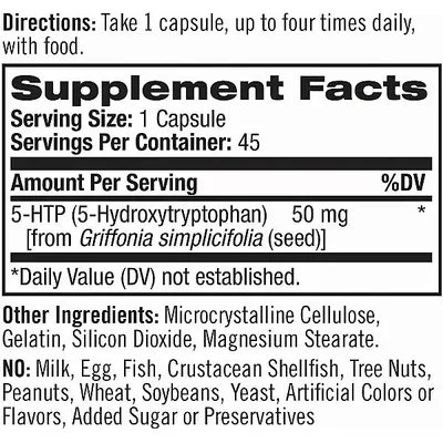Натуральна добавка Natrol 5-HTP 50 mg, 30 капсул