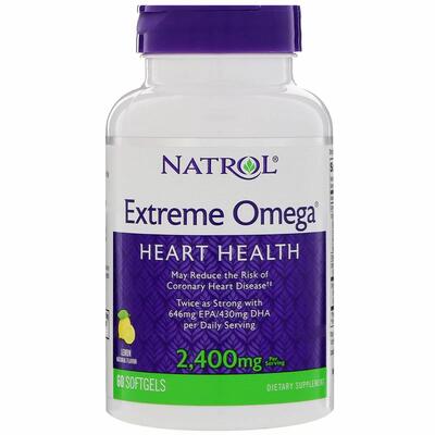 Омега Natrol Extreme Omega 2400 мг смак лимону, 60 капсул